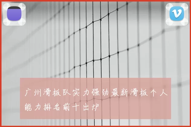 广州滑板队实力强劲最新滑板个人能力排名前十出炉